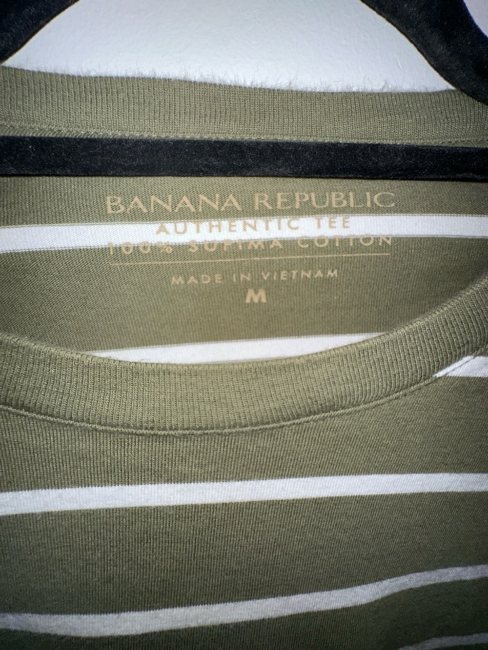 Banana Republic Olive Green & White Striped Long-Sleeve Crew Shirt - Picture 4 of 4